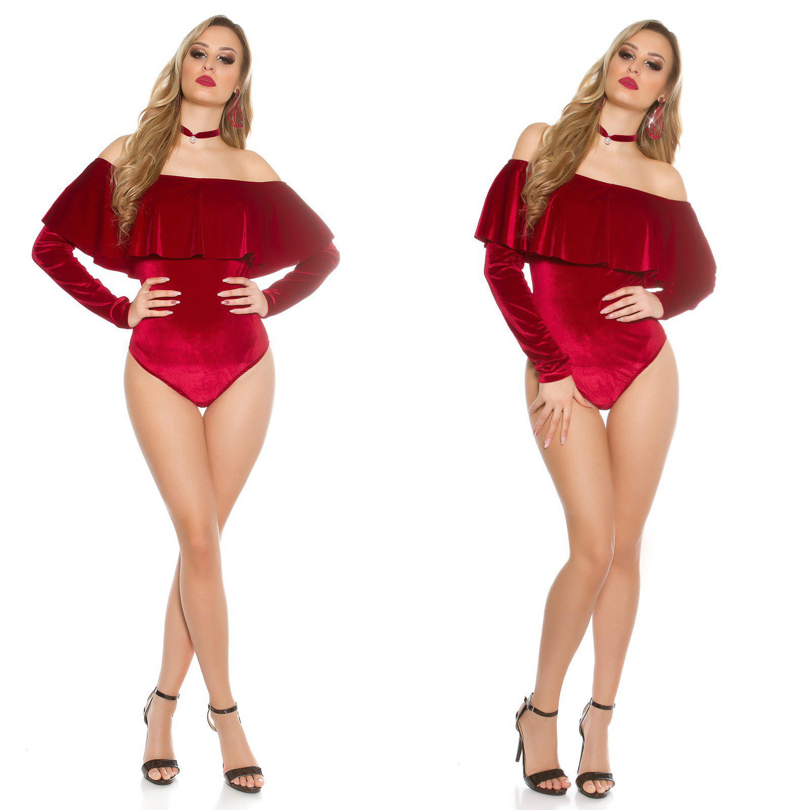 Body en velour large col femme CARMEN – Image 3