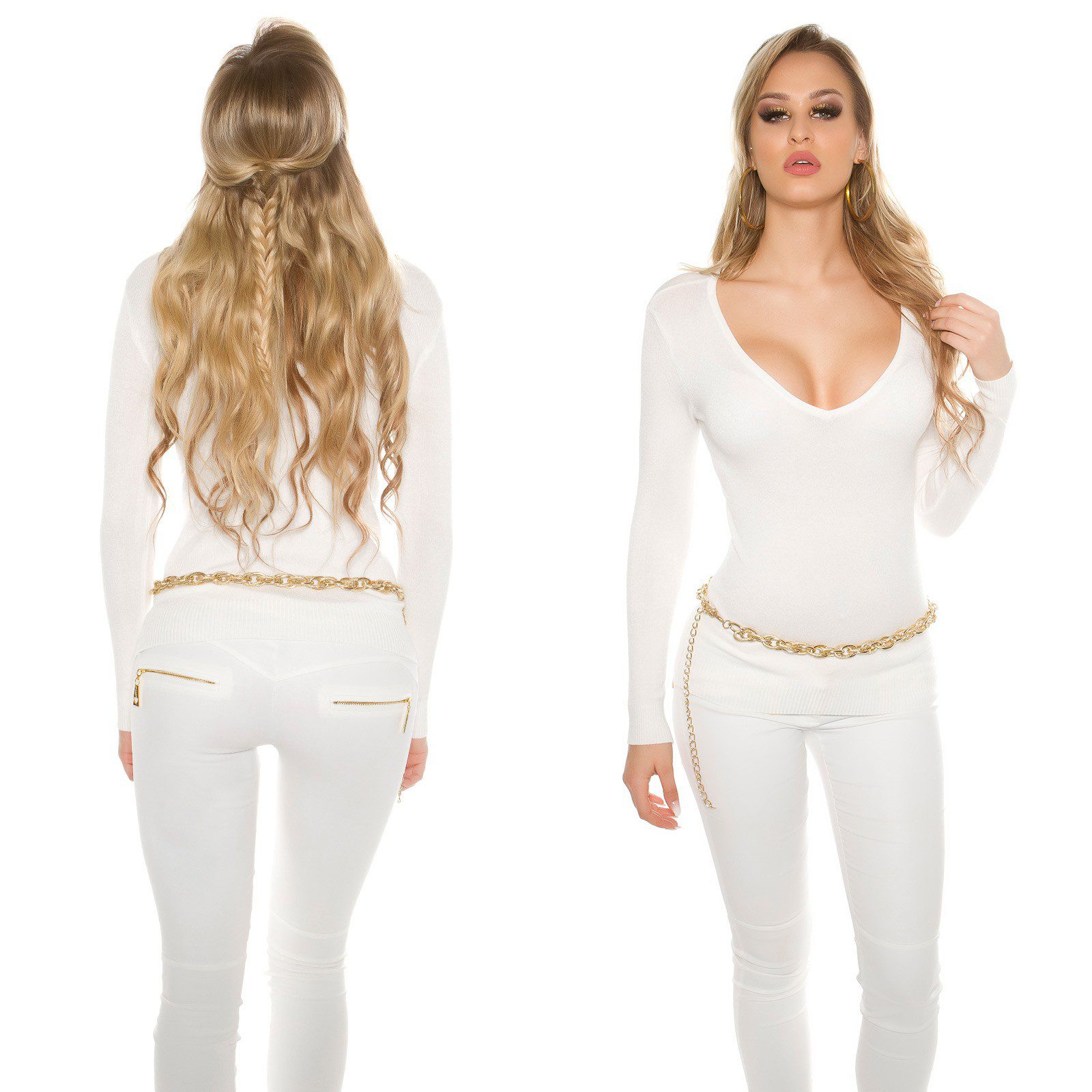 Pull femme tendance LEA couleur blanc crème