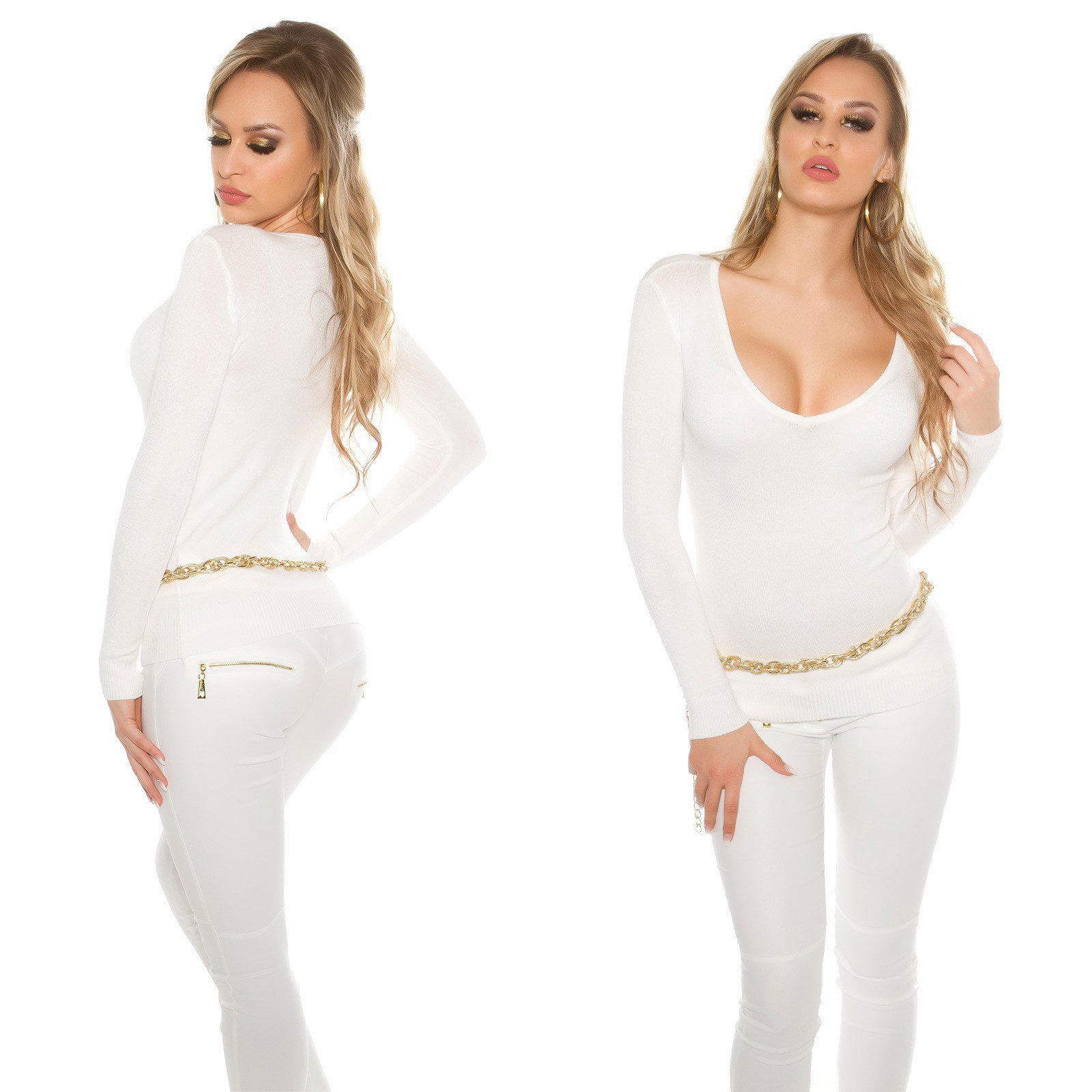 Pull femme tendance LEA couleur blanc crème – Image 3