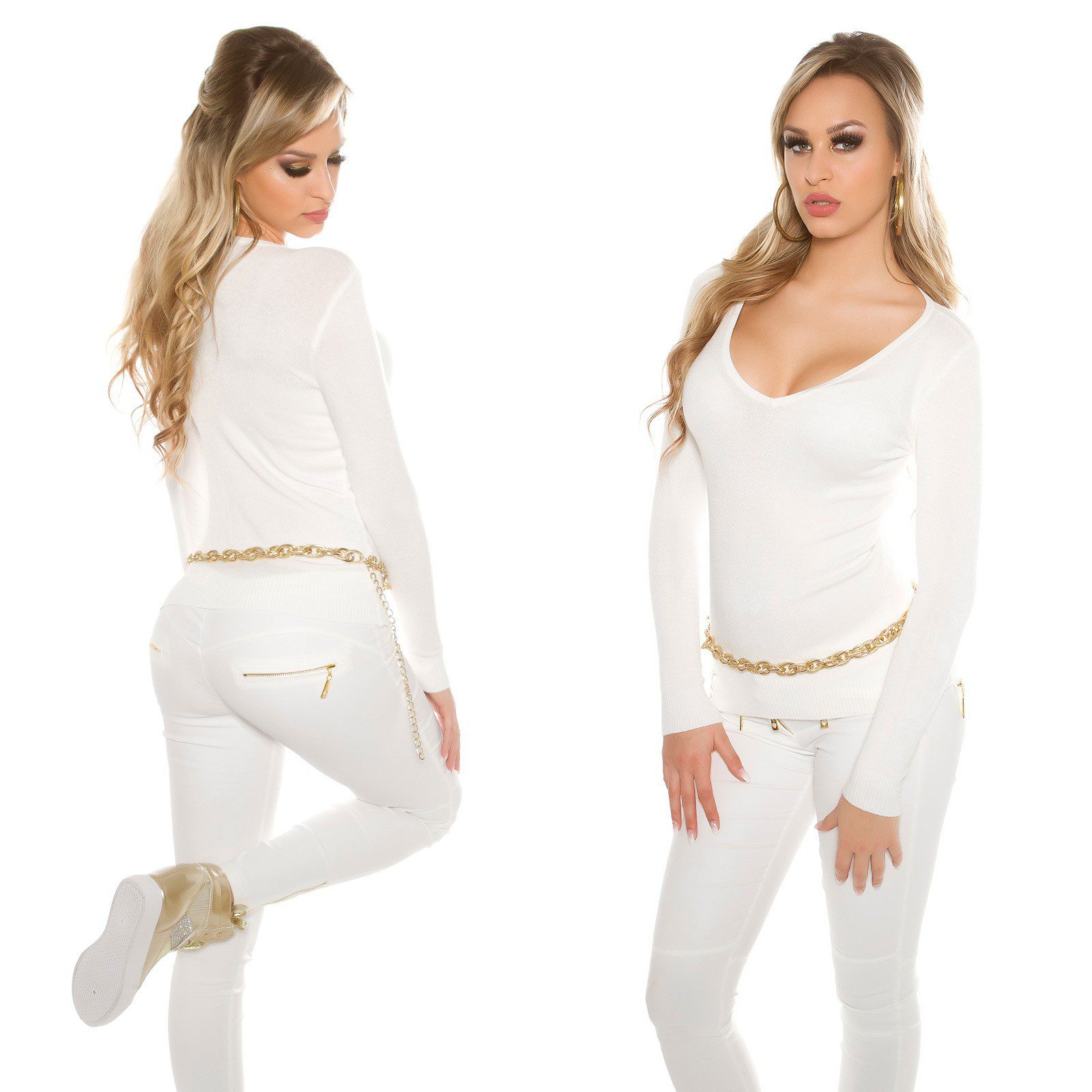 Pull femme tendance LEA couleur blanc crème – Image 4