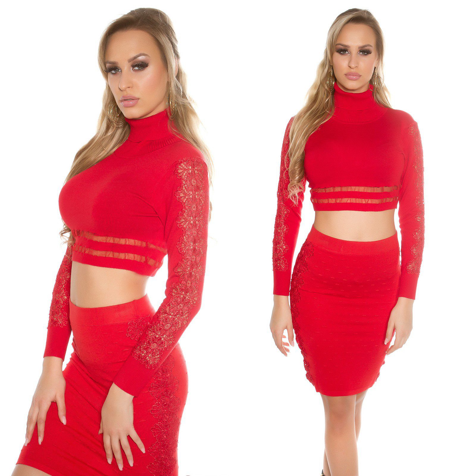 Pull crop MAÏWENN couleur rouge – Image 3