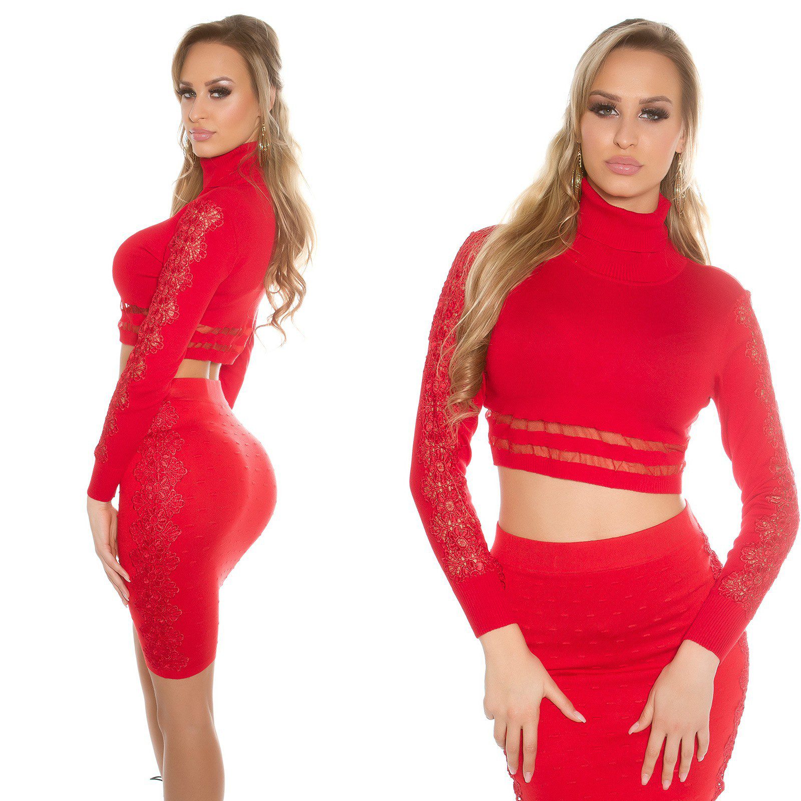 Pull crop MAÏWENN couleur rouge – Image 4