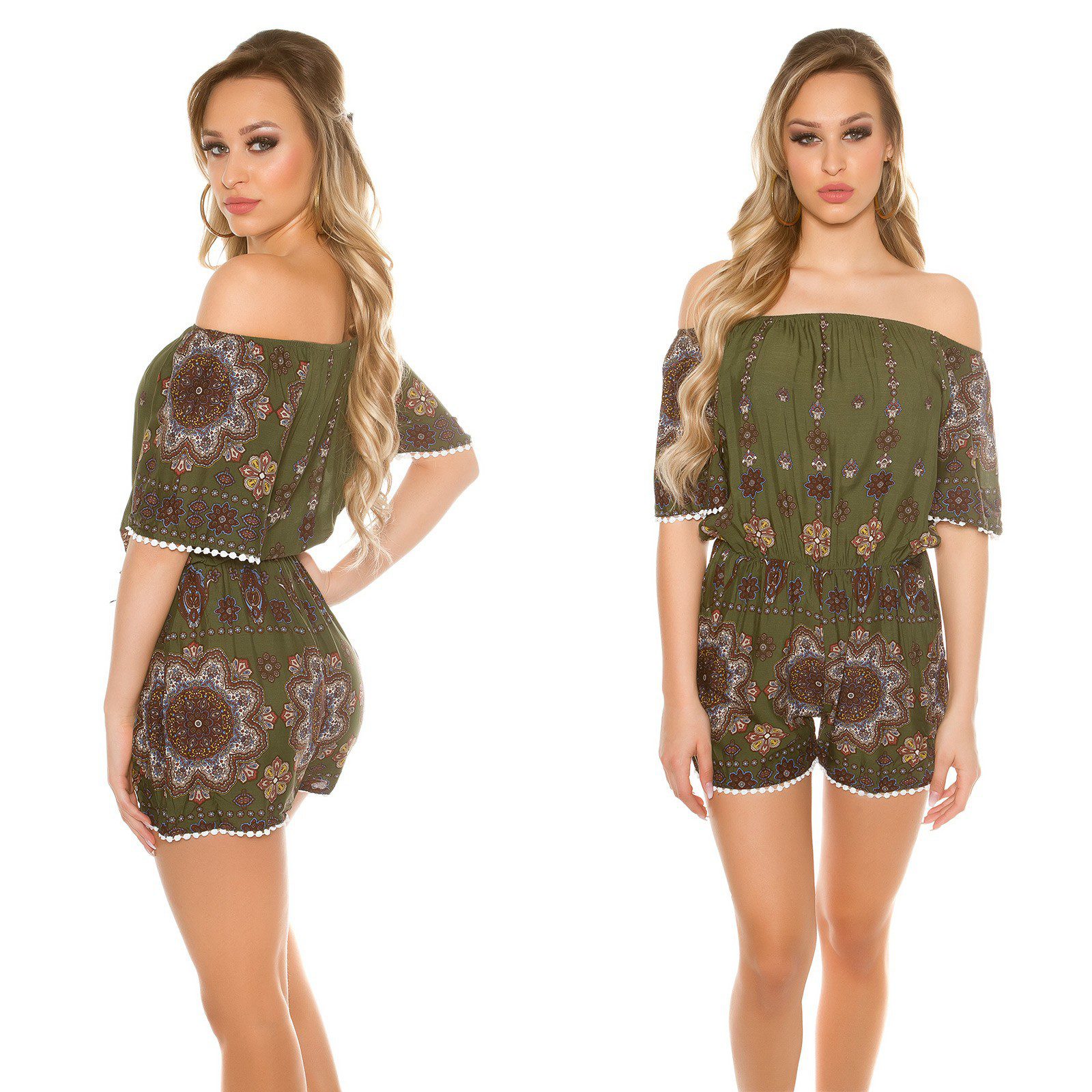 Combishort bandeau femme imprimé coloré MARLYSE couleur kaki – Image 4