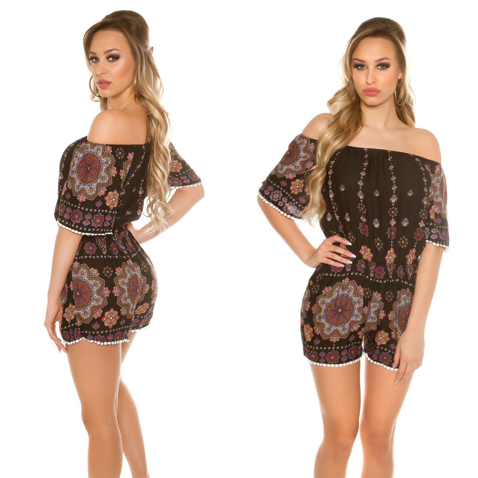 Combishort bandeau femme imprimé coloré MARLYSE couleur noir – Image 4