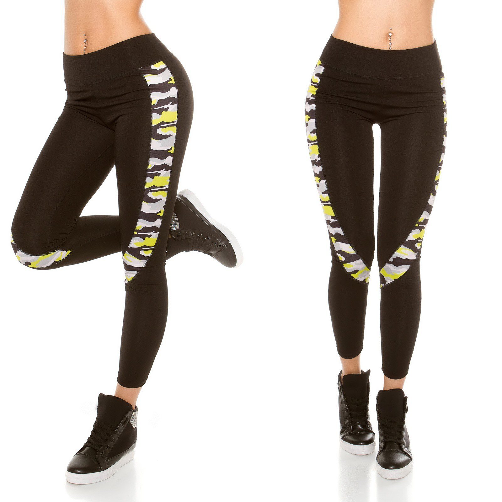 Leggings sportswear tendance militaire ANA couleur jaune – Image 3