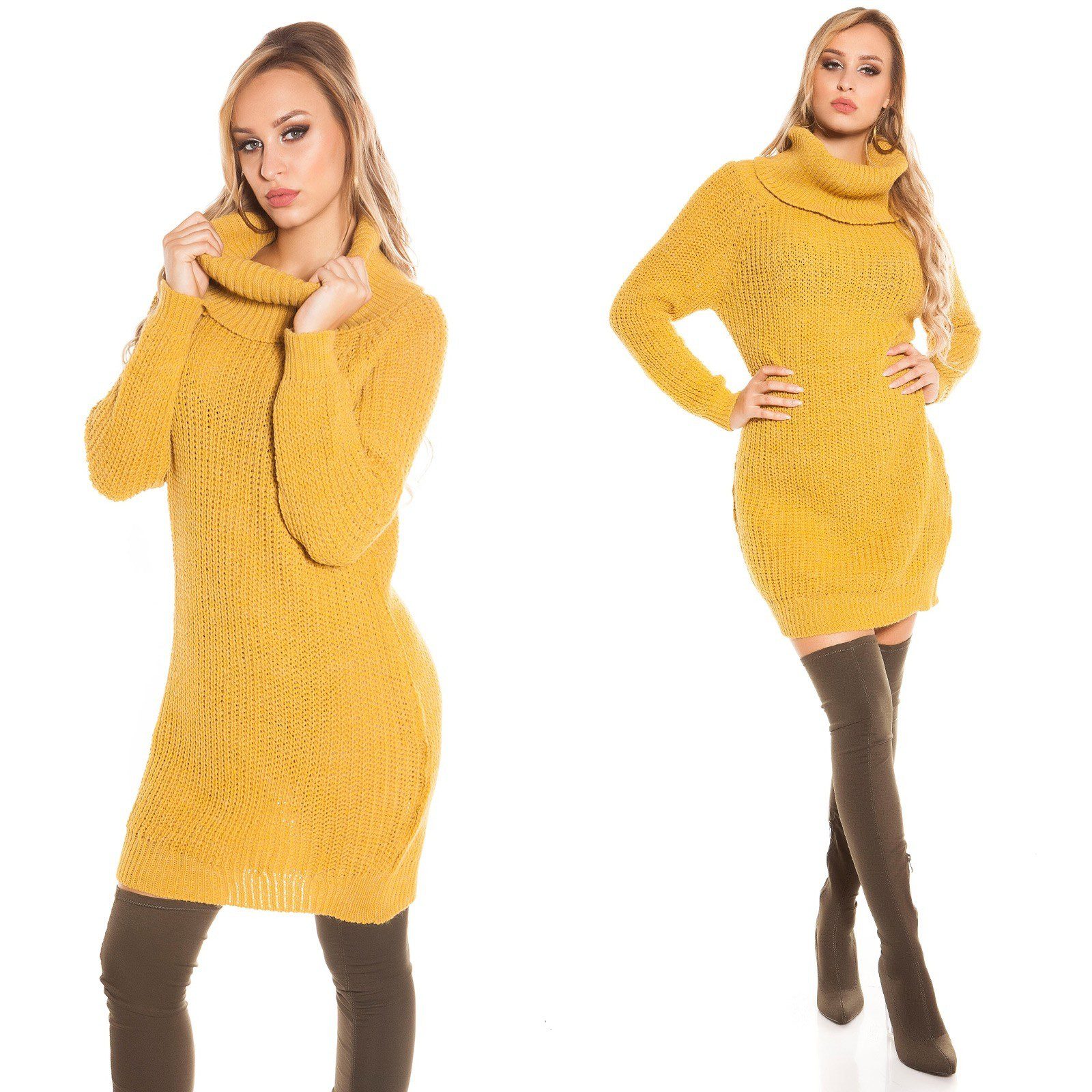 Long pull col roulé fashion EMY couleur moutarde – Image 3