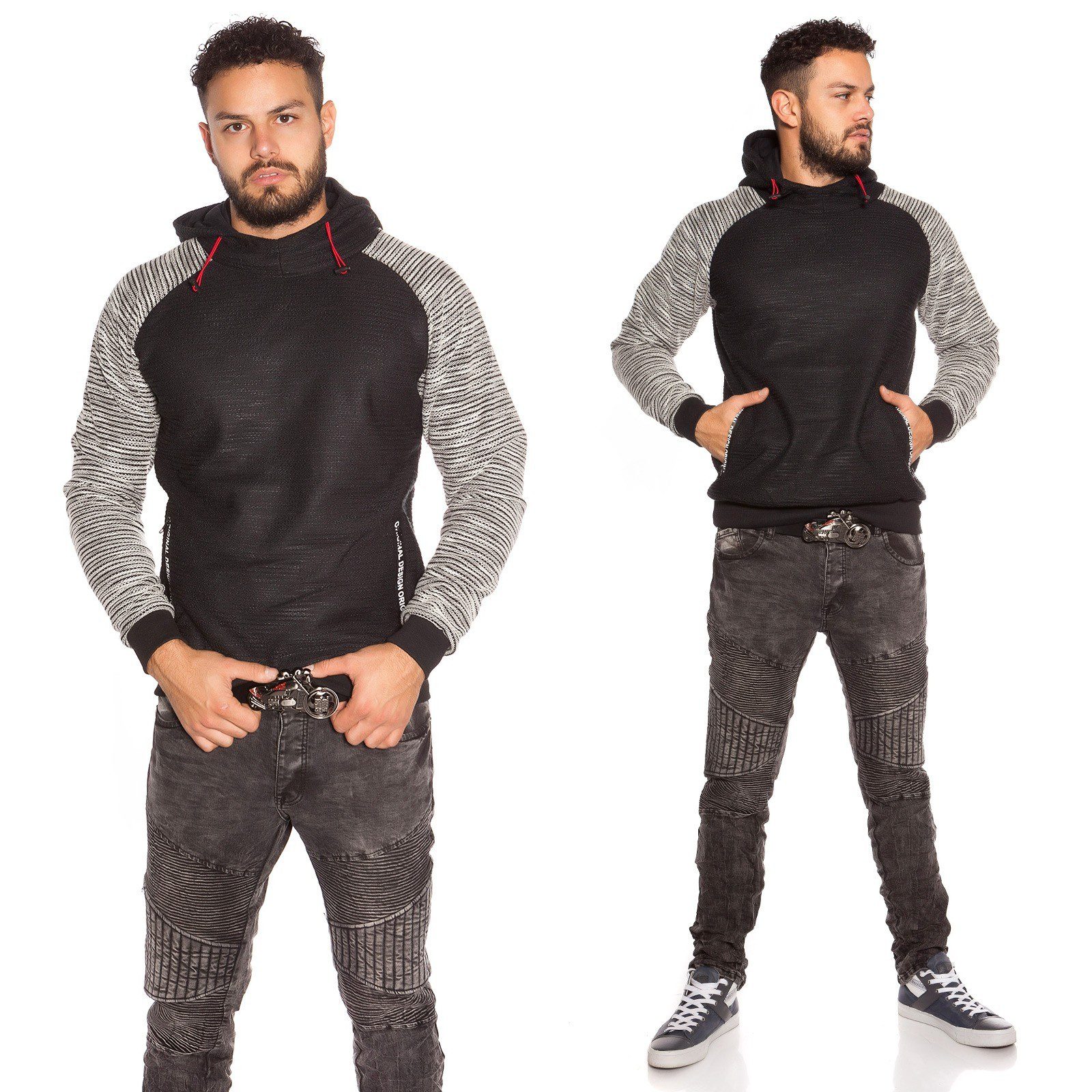 Sweat à capuche homme avec poches JOHAN couleur noir gris