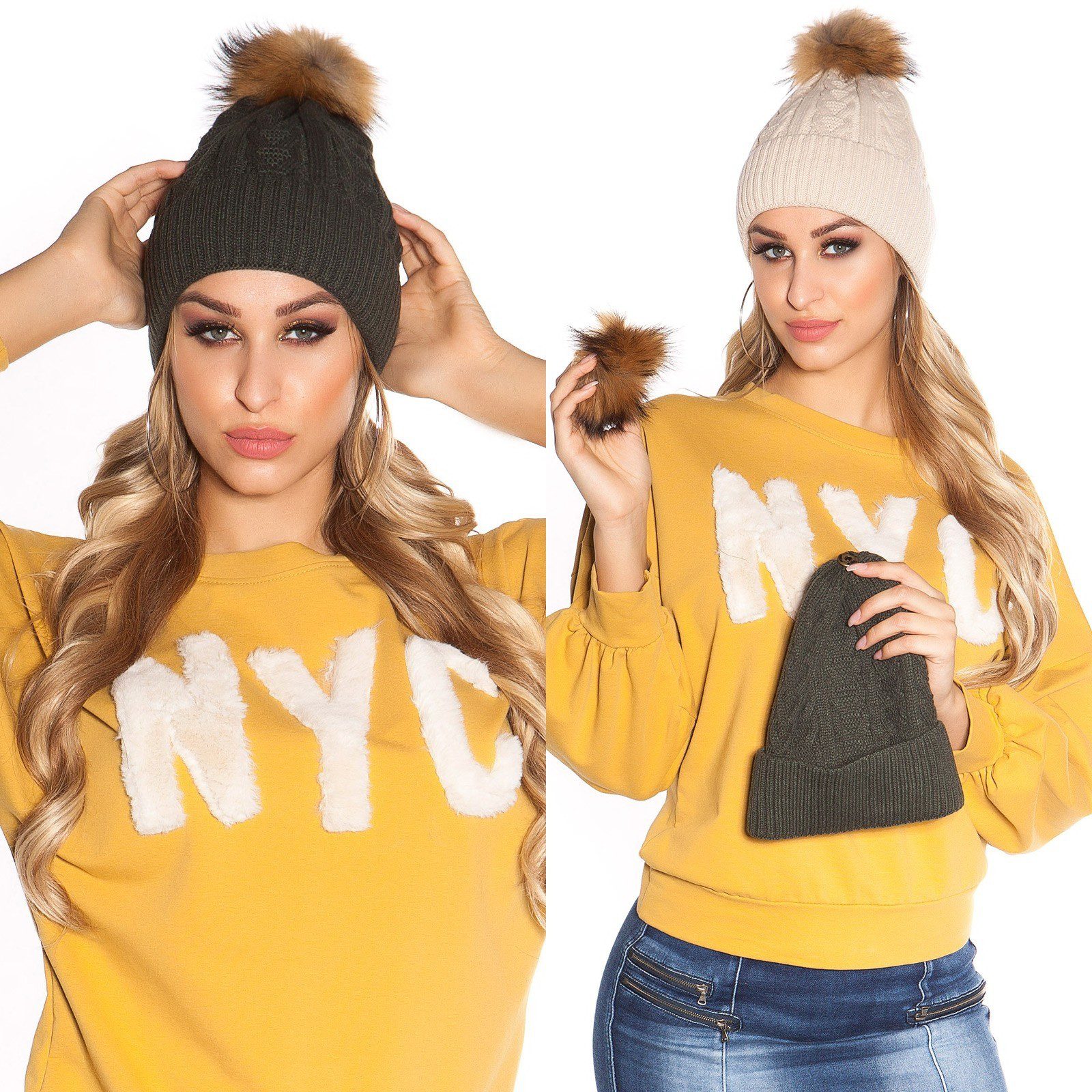 Bonnet femme fashion VIRGINIE couleur kaki – Image 2