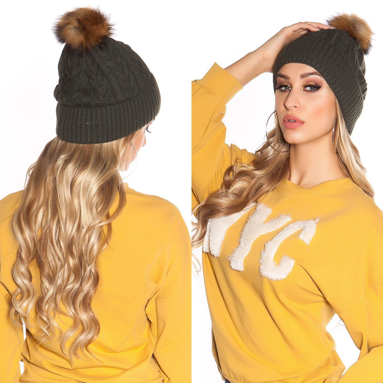 Bonnet femme fashion VIRGINIE couleur kaki – Image 3