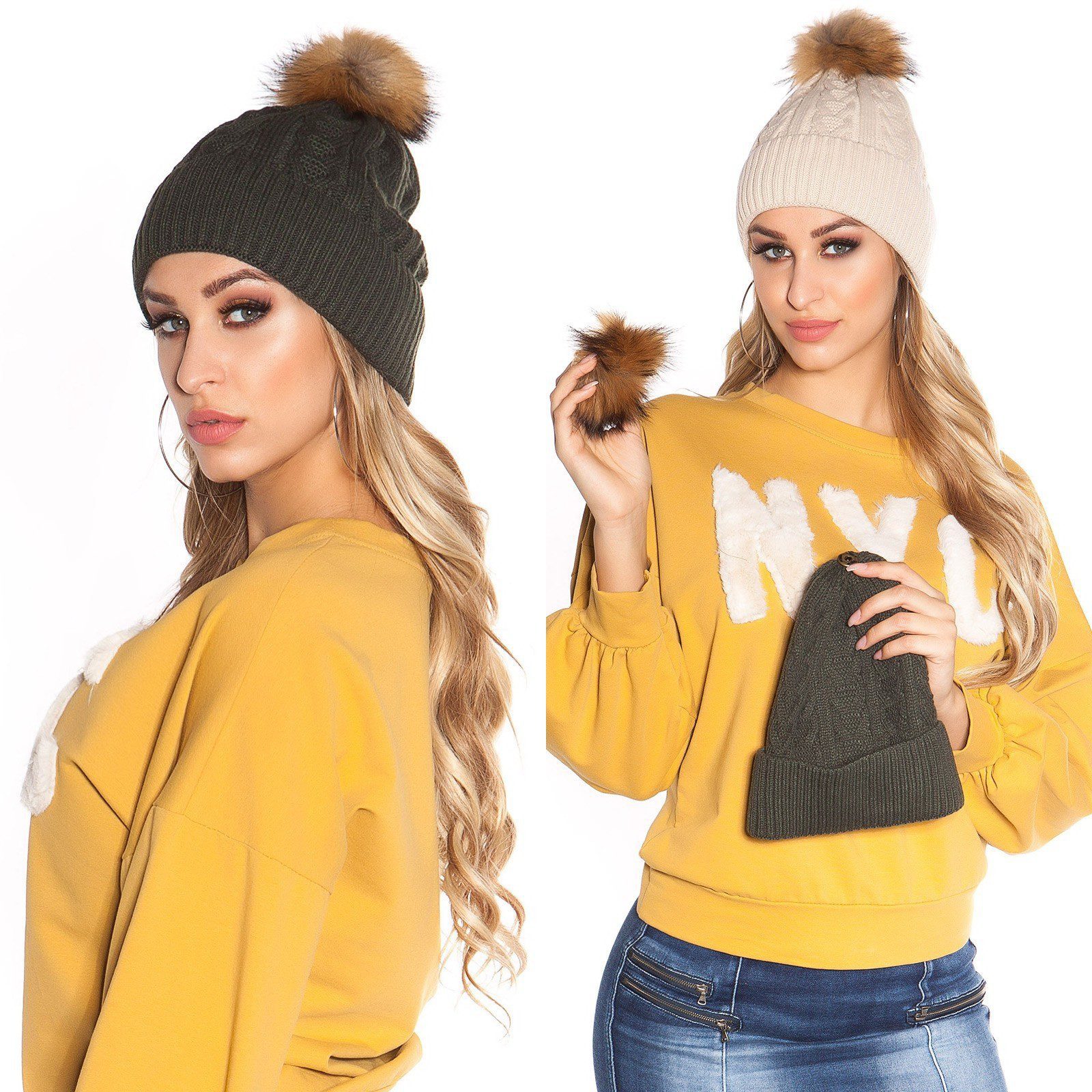 Bonnet femme fashion VIRGINIE couleur kaki – Image 4