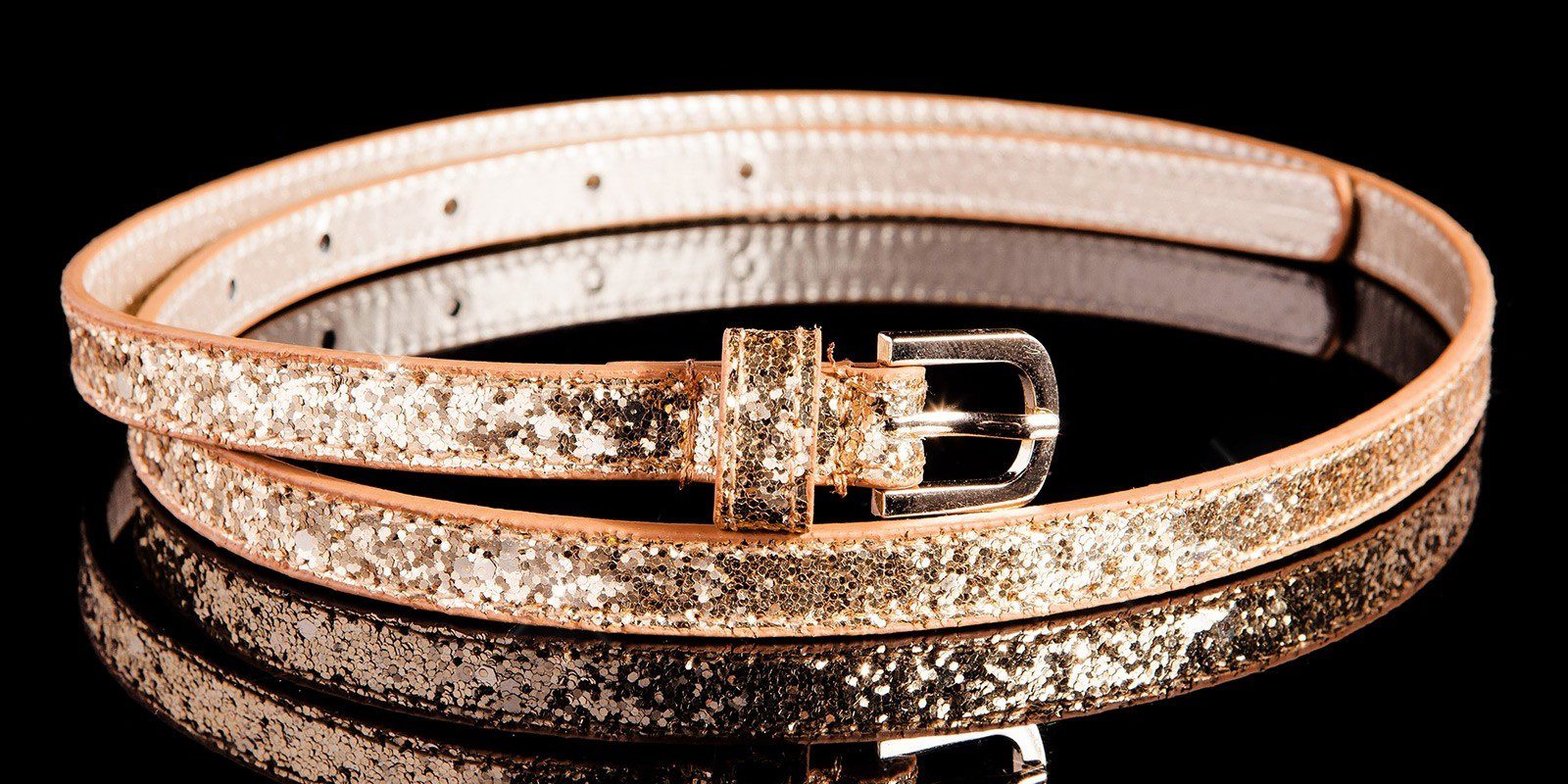 Ceinture fine à strass femme tendance NINOU couleur marron/or – Image 3