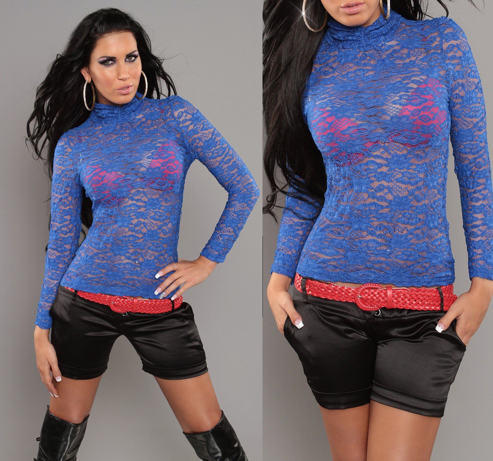 Top en dentelle femme sexy col roulé TINA – Image 5