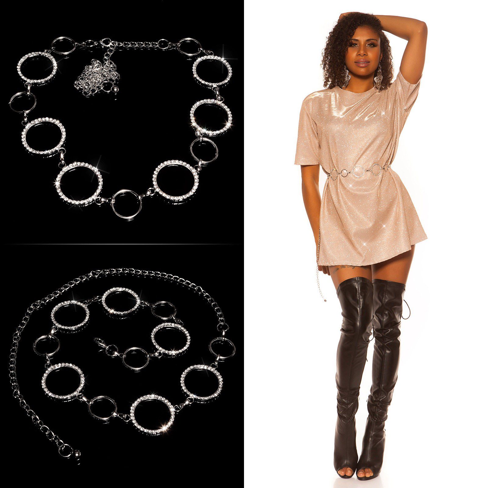 Ceinture femme sexy THIFANY couleur argent – Image 3