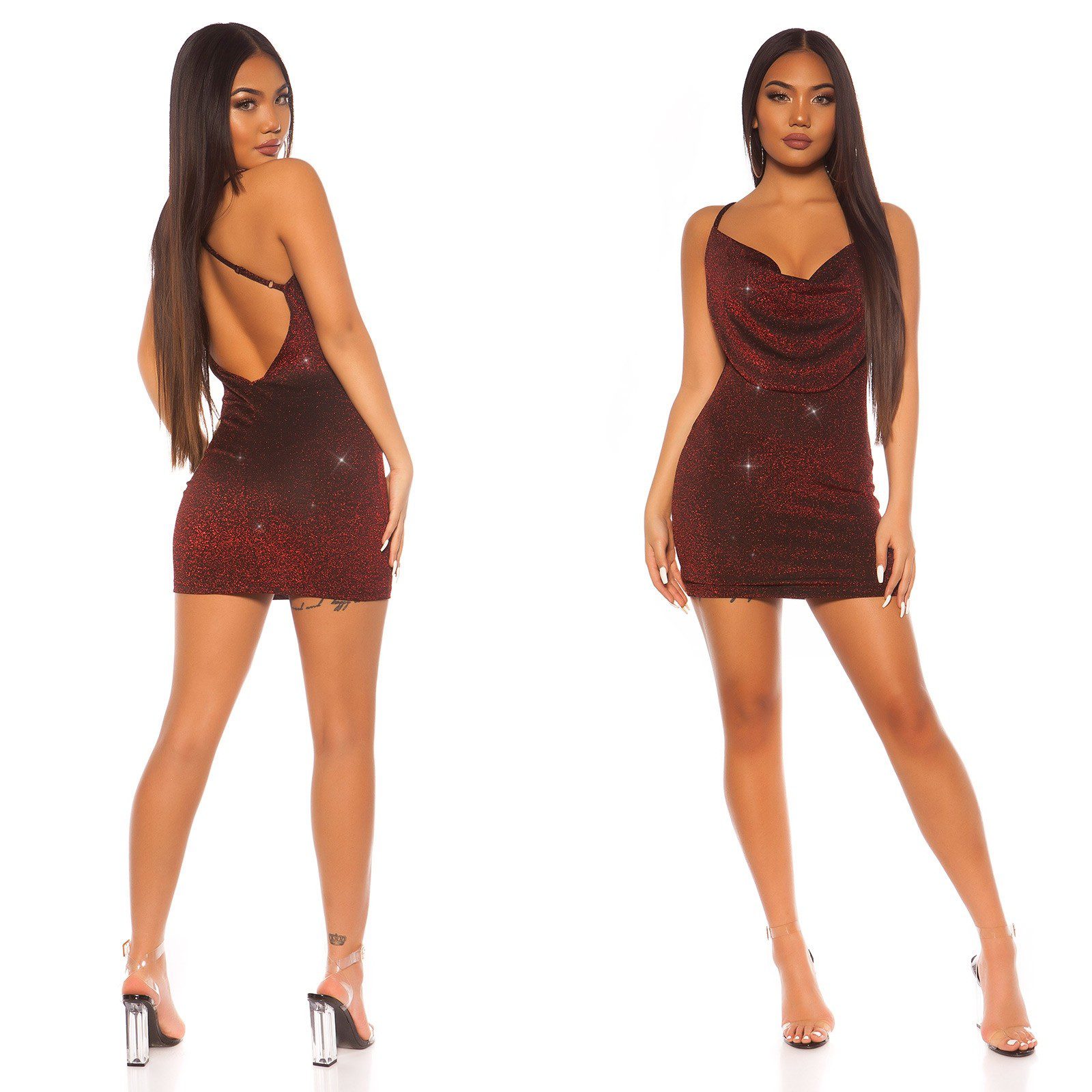 Robe à paillettes femme sexy CHARLOTTE couleur rouge – Image 2