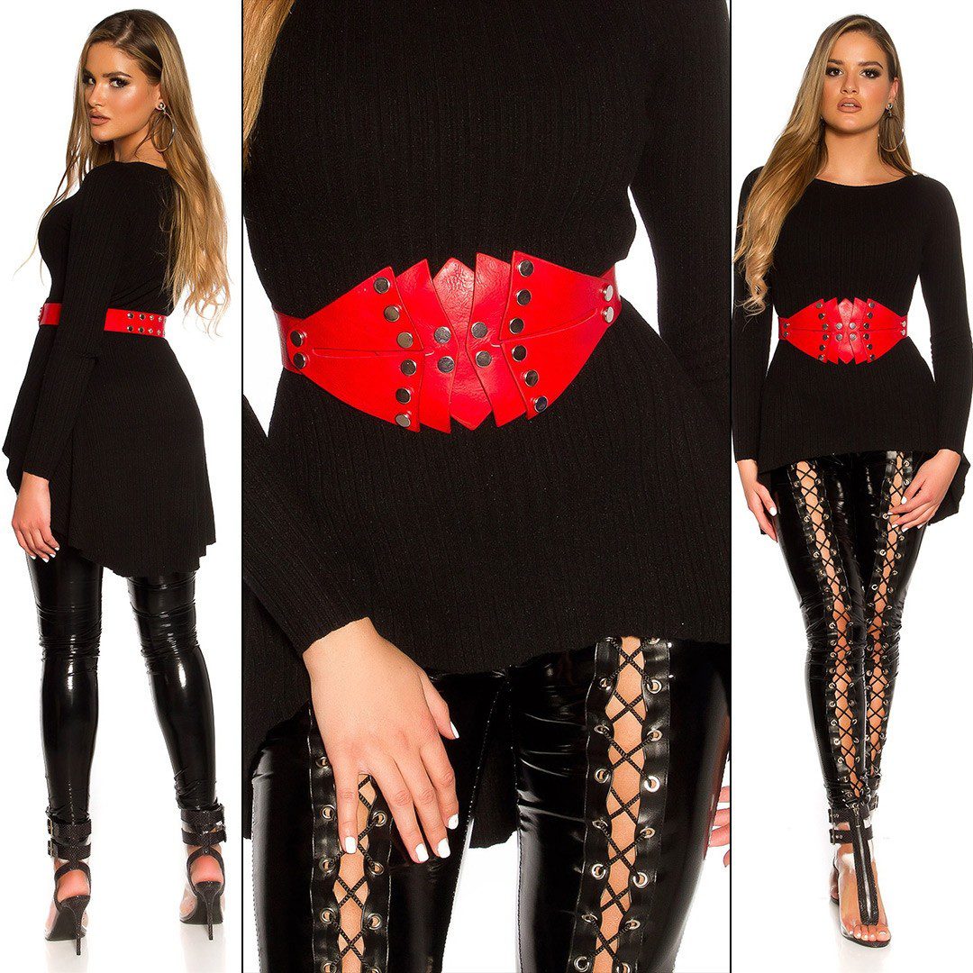 Ceinture simili cuir femme sexy KATALINA couleur Rouge – Image 3