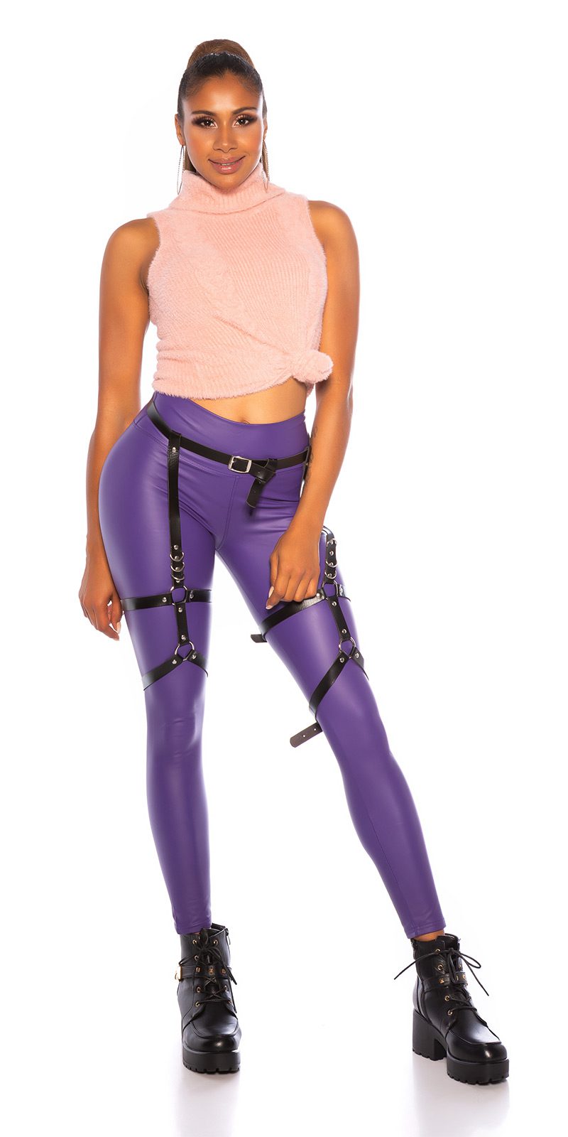 Leggings thermo simili femme sexy IDALINE couleur violet
