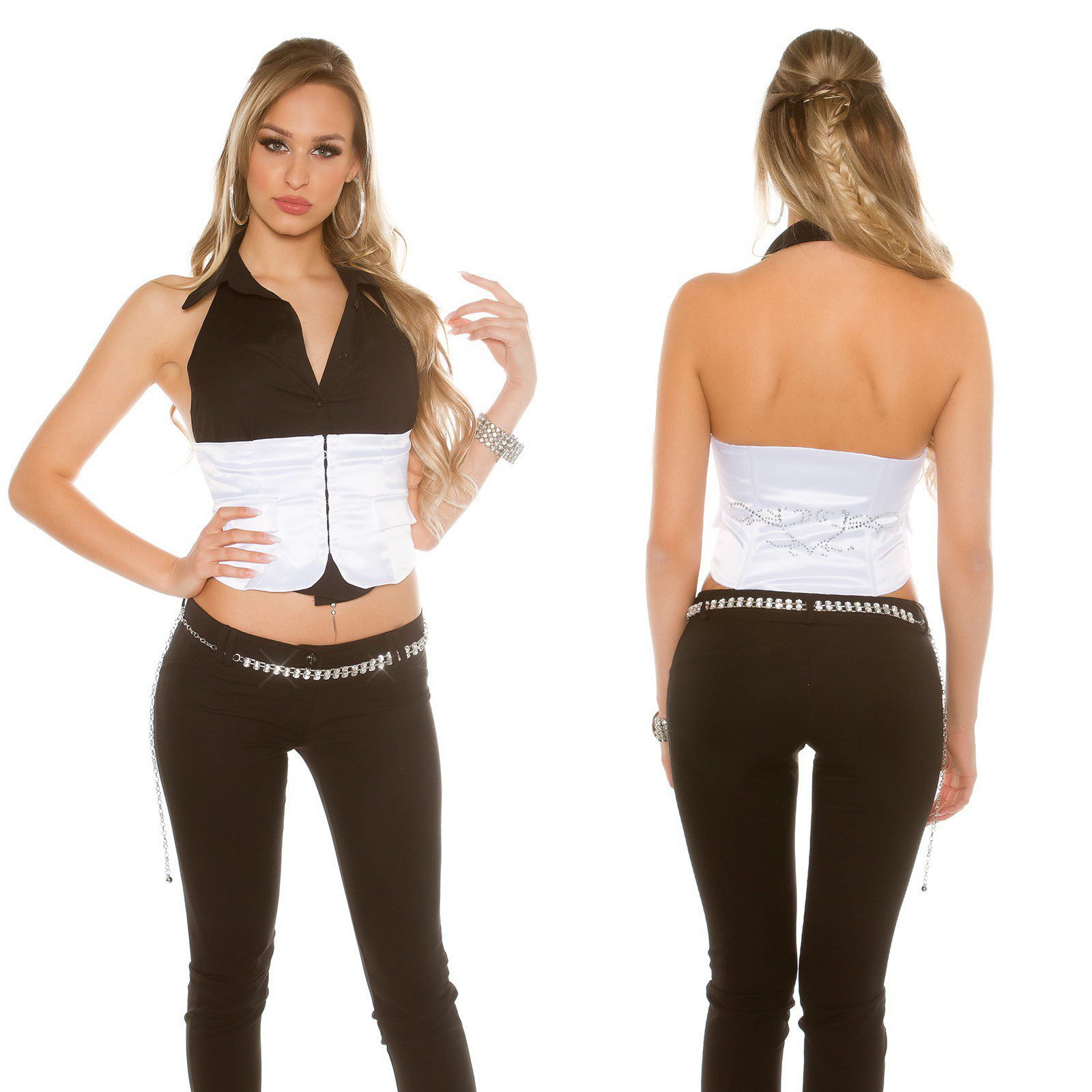 Gilet femme fashion Corset sans manche couleur blanc – Image 2