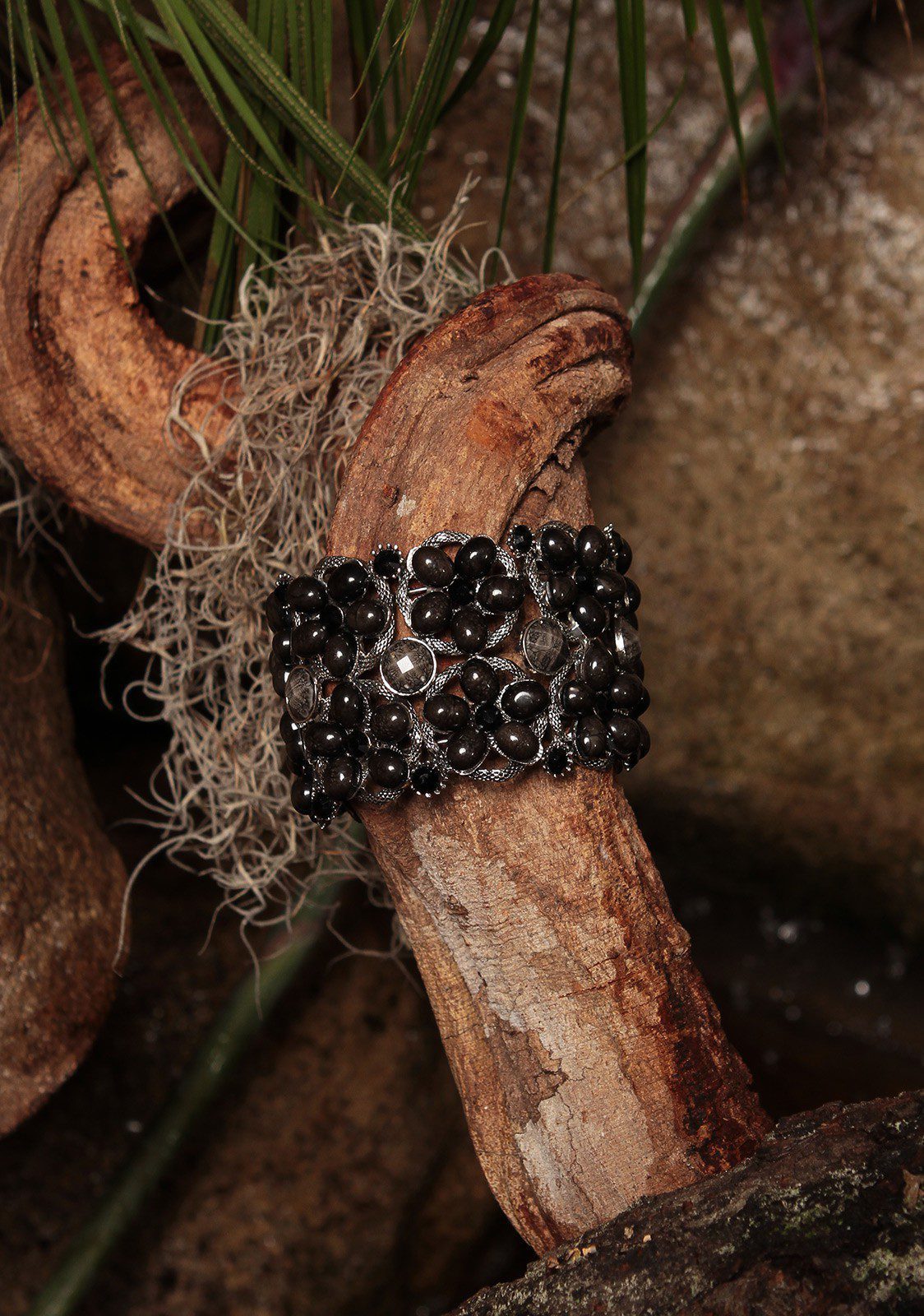 Bracelet femme a la mode avec des pierres couleur noir – Image 3