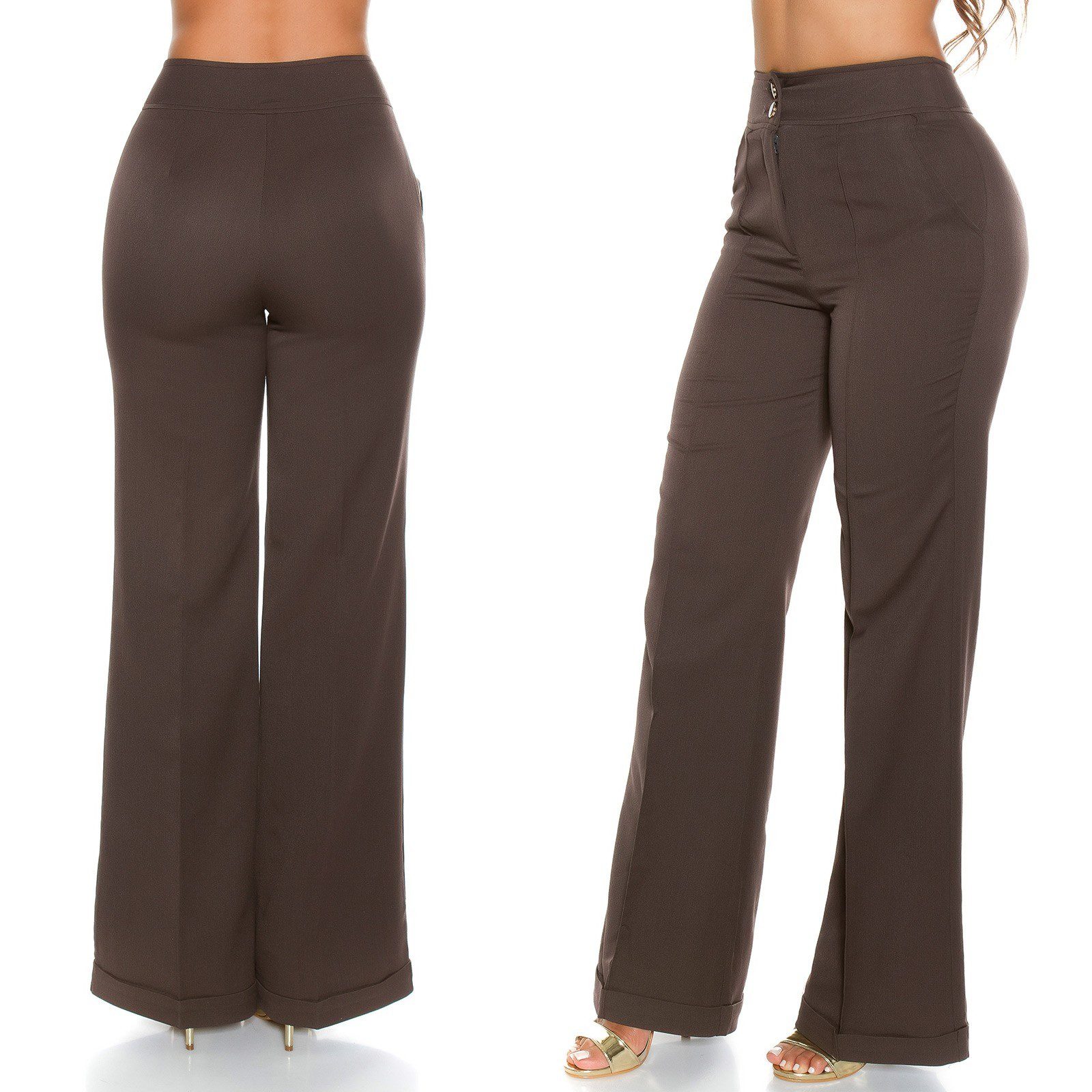 pantalon femme KouCla sexy et fashion de couleur marron – Image 2