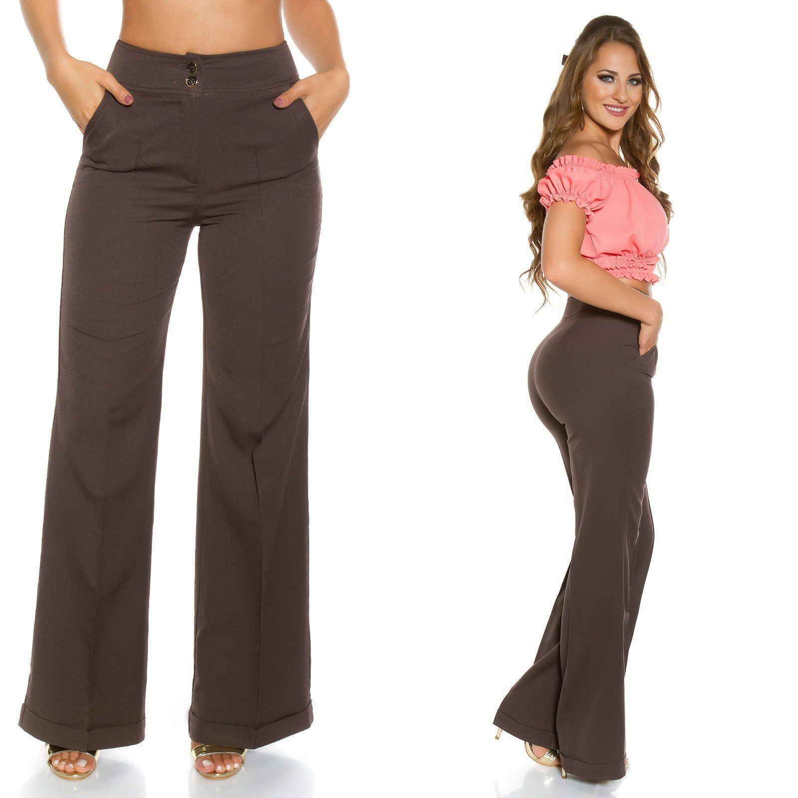 pantalon femme KouCla sexy et fashion de couleur marron – Image 4