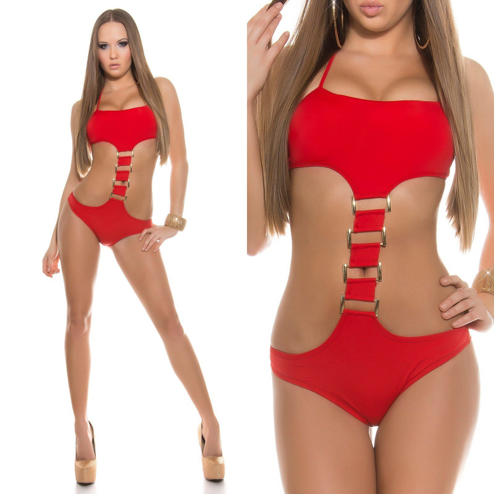 Monokini échancré sexy et fashion MINA couleur rouge – Image 2