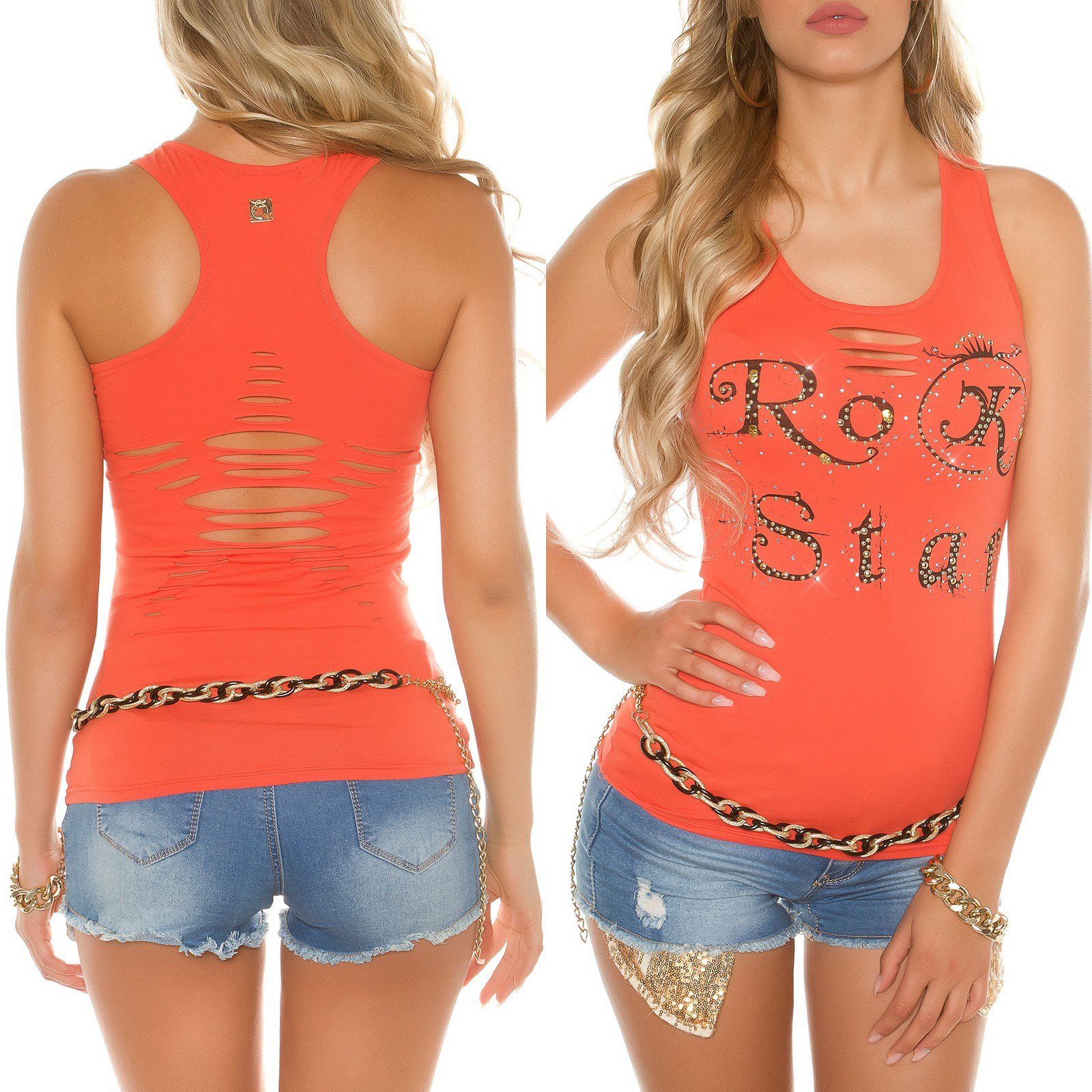 Débardeur Rock Star AVA couleur corail