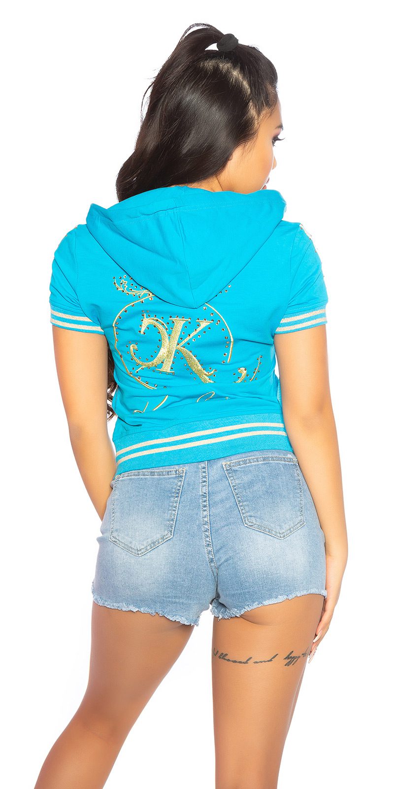 Veste sports wear à capuche KOUCLA couleur turquoise – Image 3