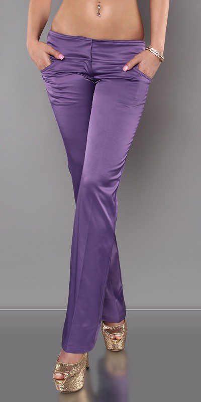 Pantalon femme fashion avec strass CLARA couleur violet – Image 2