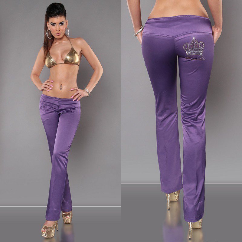 Pantalon femme fashion avec strass CLARA couleur violet