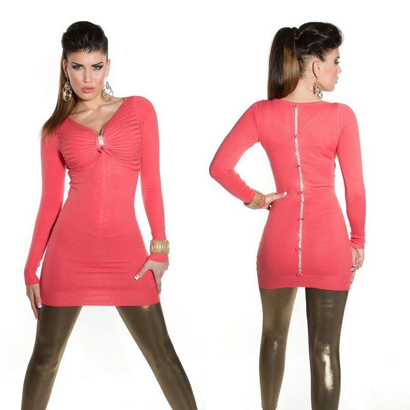 Pull long femme fashion ELEA couleur rose