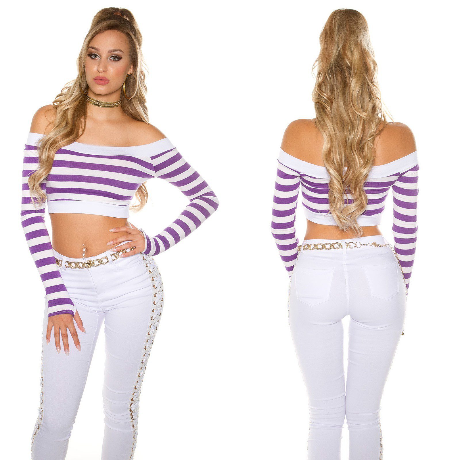 Mini top court à manches longues couleur Violet – Image 3