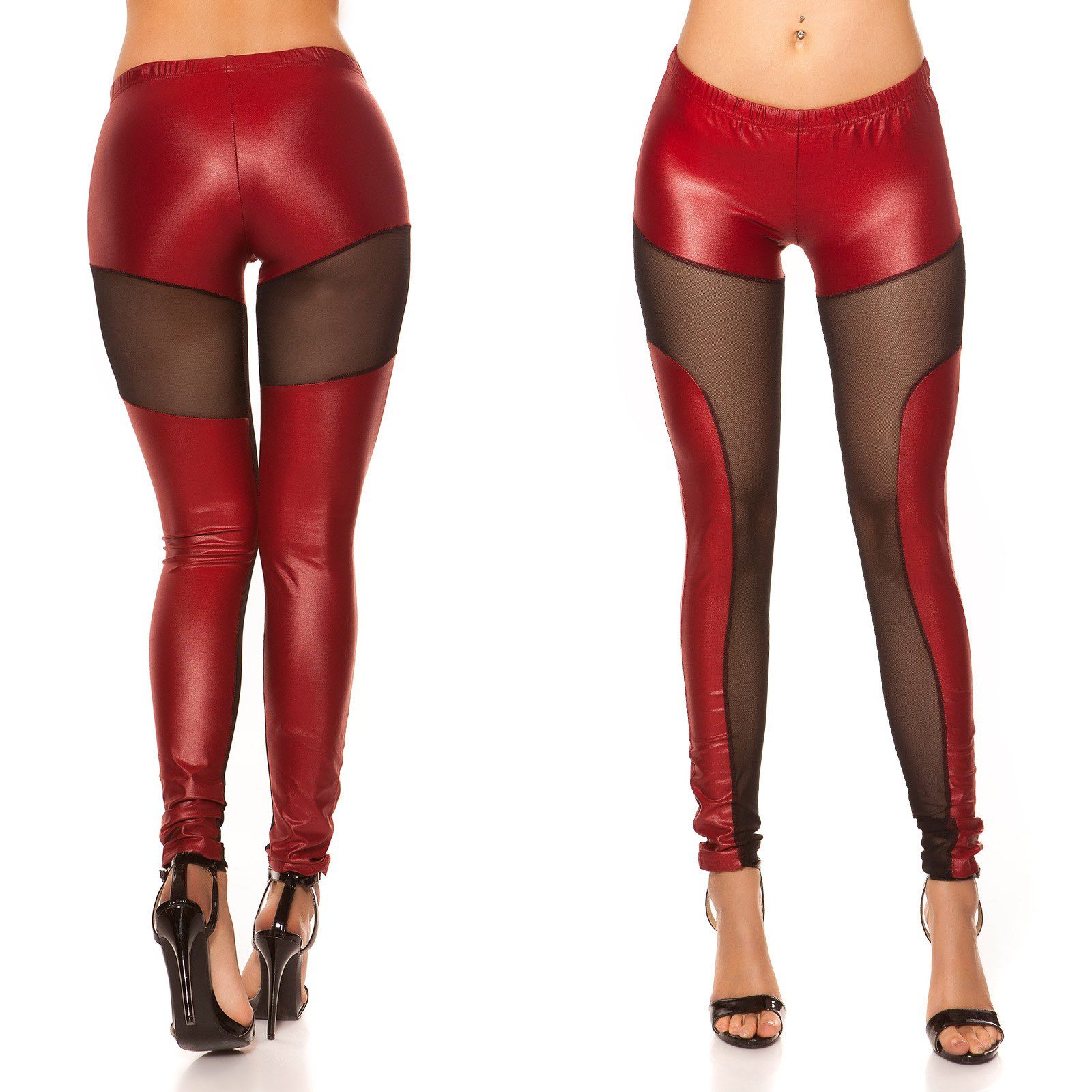 leggings fashion femme KouCla couleur bordeaux – Image 2