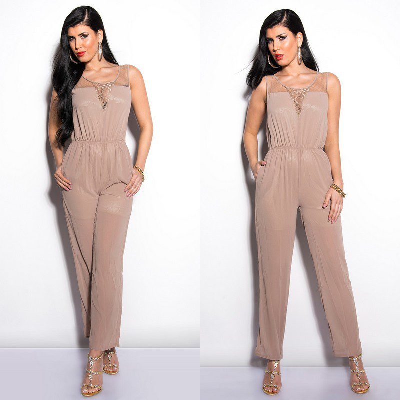 Combinaison sexy femme fashion EVA couleur Cappuccino – Image 2