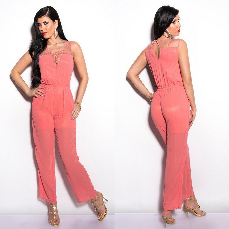 Combinaison sexy femme fashion EVA couleur Corail – Image 3