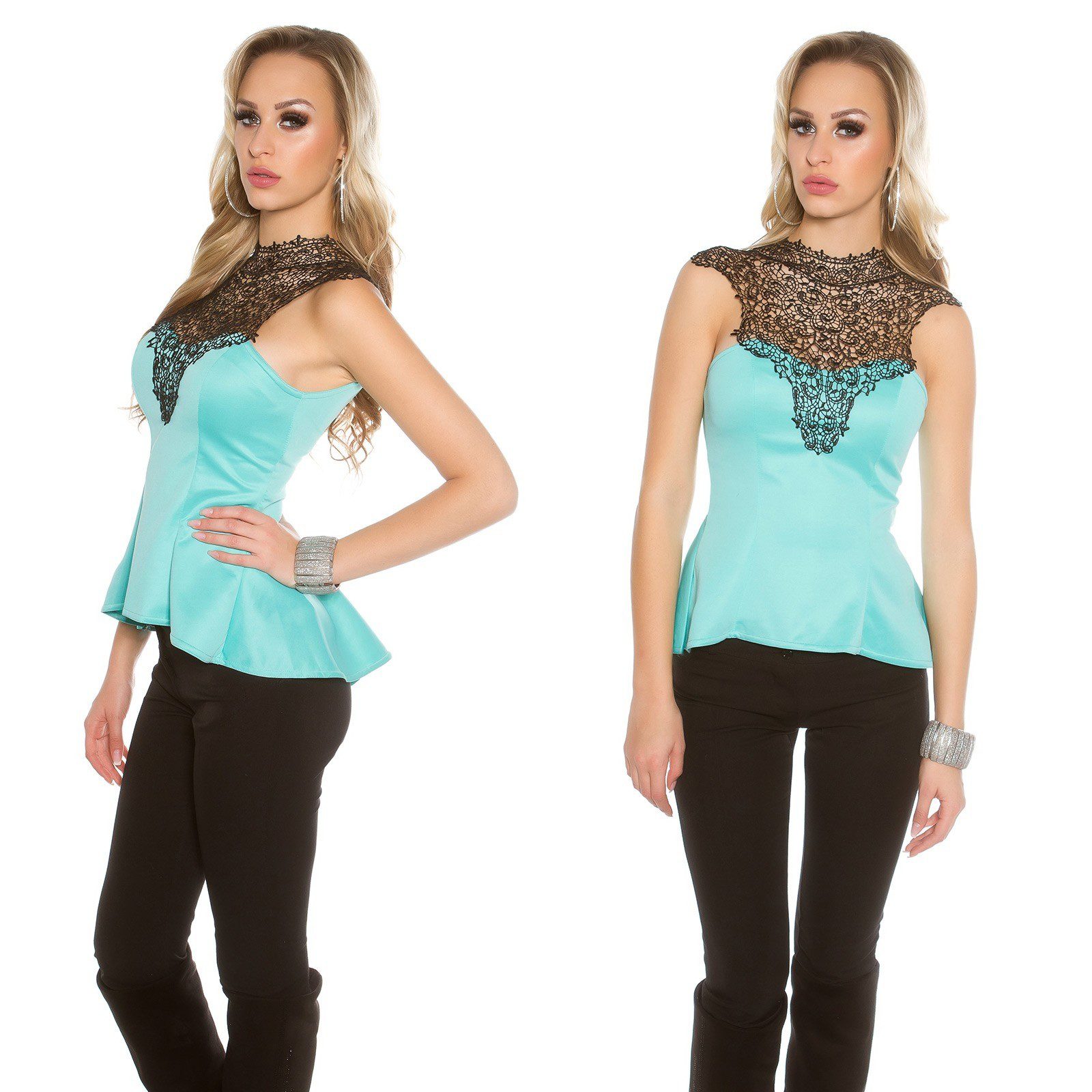 Top femme chic élégant avec dentelle LISA couleur menthe – Image 4