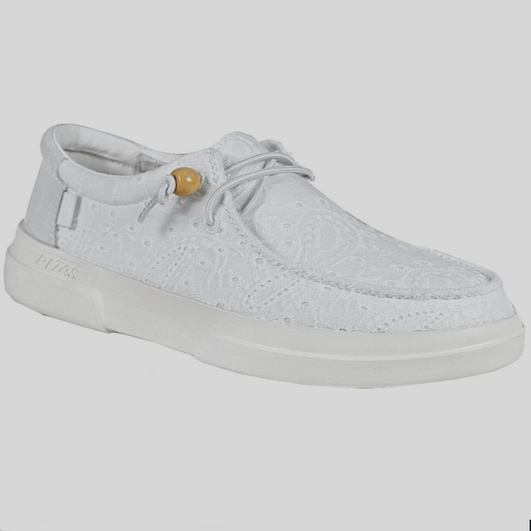 Tennis femme ultra-légère Semelle épaisse Plate Lacet élastiqué Chaussant large PITAS Coloris blanc ou bleu – Image 7