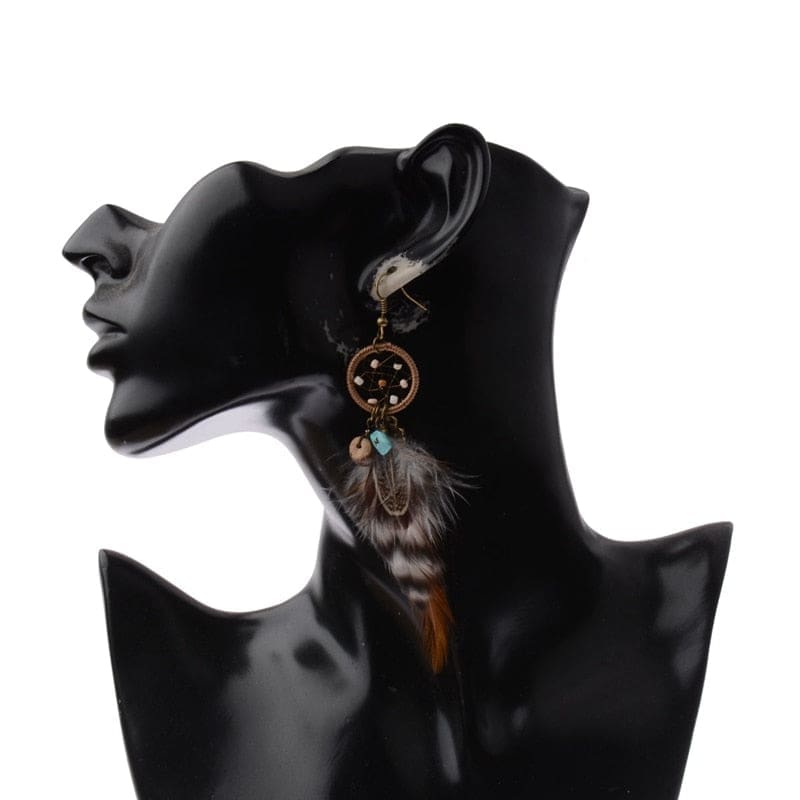 Boucle d’Oreille Attrape-Rêve Perle Bleu – Image 3