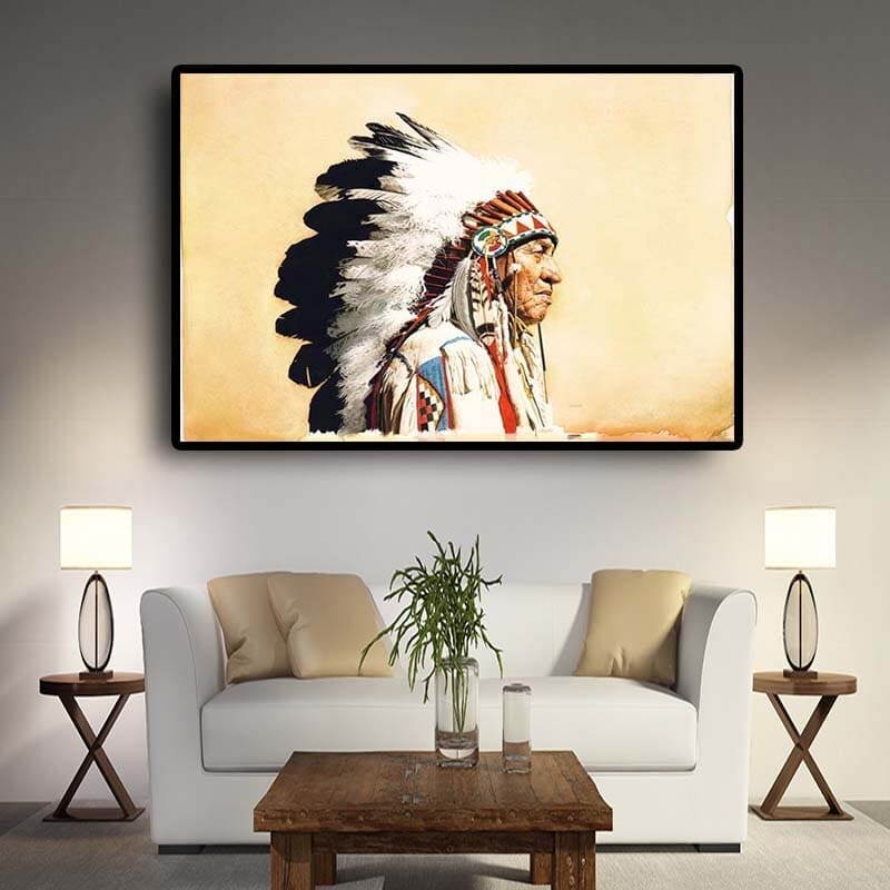 Tableau Indien Chef Indien Nuage Blanc – Image 3