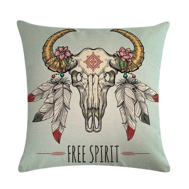 Coussin Indien Crâne de Bœuf