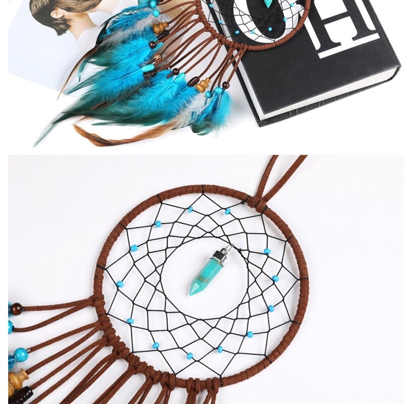 Attrape-rêve Indien Brun Turquoise – Image 3