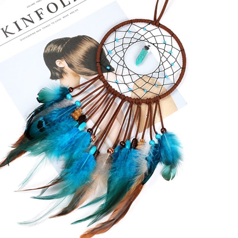 Attrape-rêve Indien Brun Turquoise – Image 5