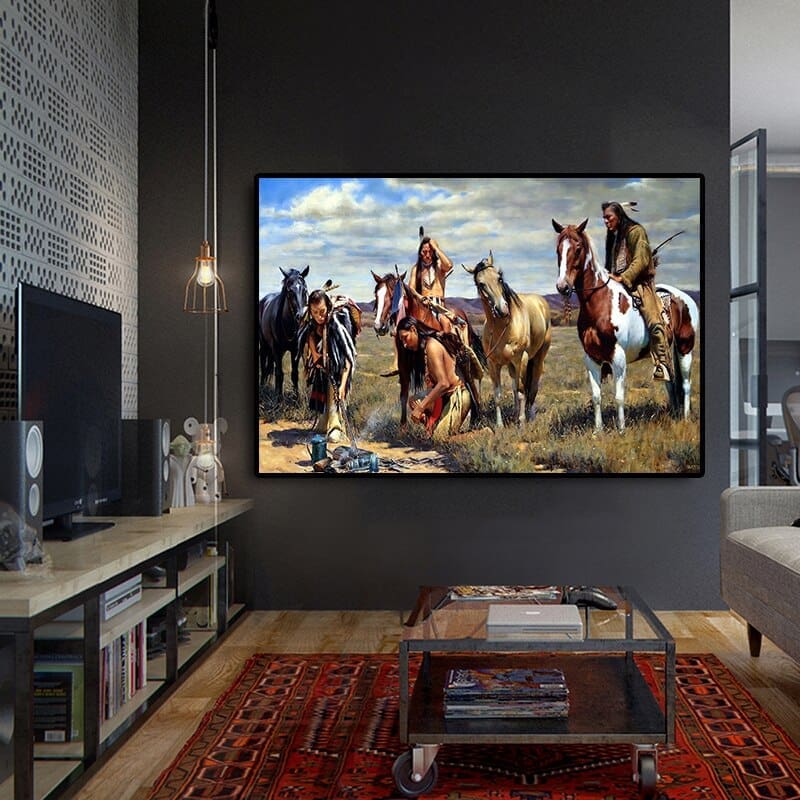 Tableau Indien La pause – Image 3