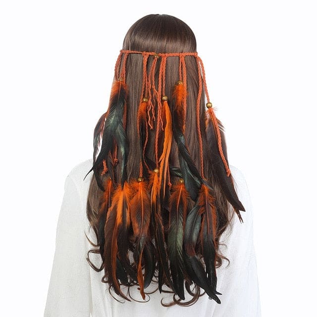 Coiffe Indienne à Plumes Orange