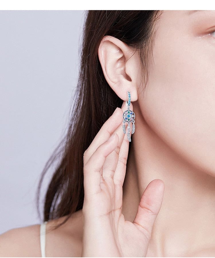 Boucle d’Oreille Attrape-Rêve Turquoise Indien – Image 4