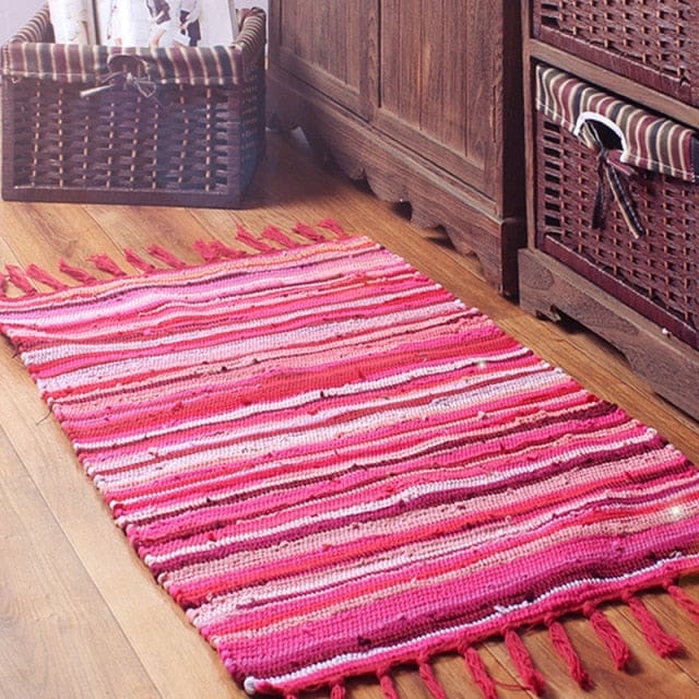 Tapis Indien Rose à Franges – Image 2