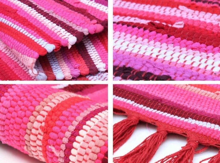 Tapis Indien Rose à Franges – Image 3