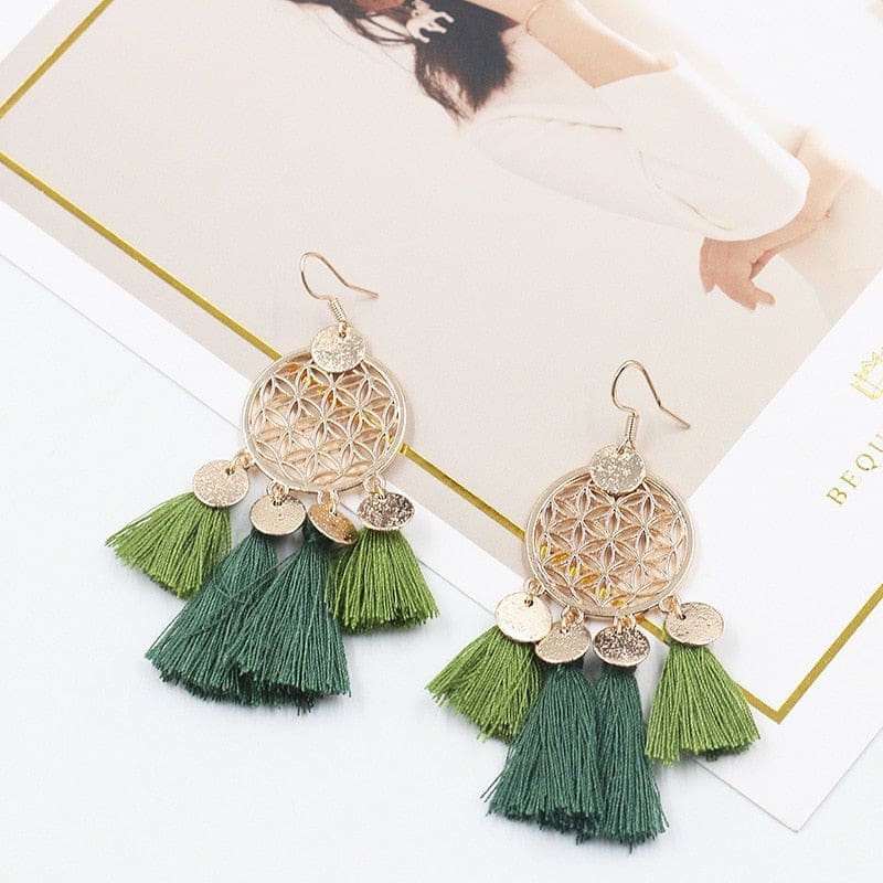 Boucle d’Oreille Attrape-Rêve Feuille d’Arbre – Image 2