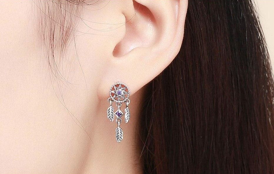 Boucle d’Oreille Attrape-Rêve Violette – Image 2