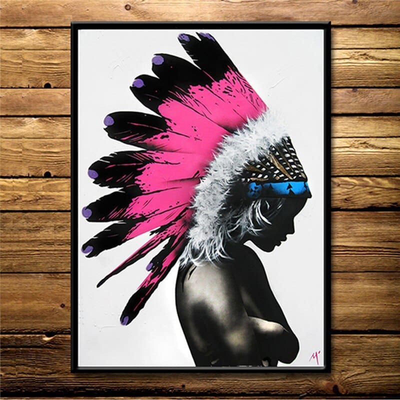 Tableau Indien Femme coiffe rose – Image 4