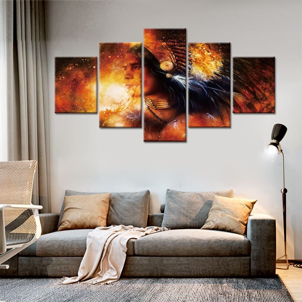 Tableau Indien Lueur d’un Chef de Tribu – Image 3